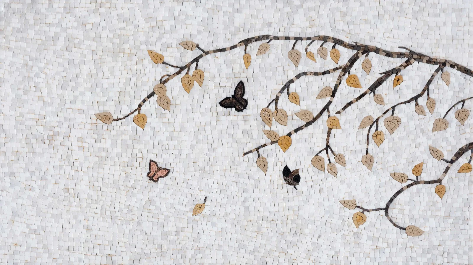 Geometric Branch Floral - Mosaic For Sale Autumn Natural Stone Tile - Mesh Backing