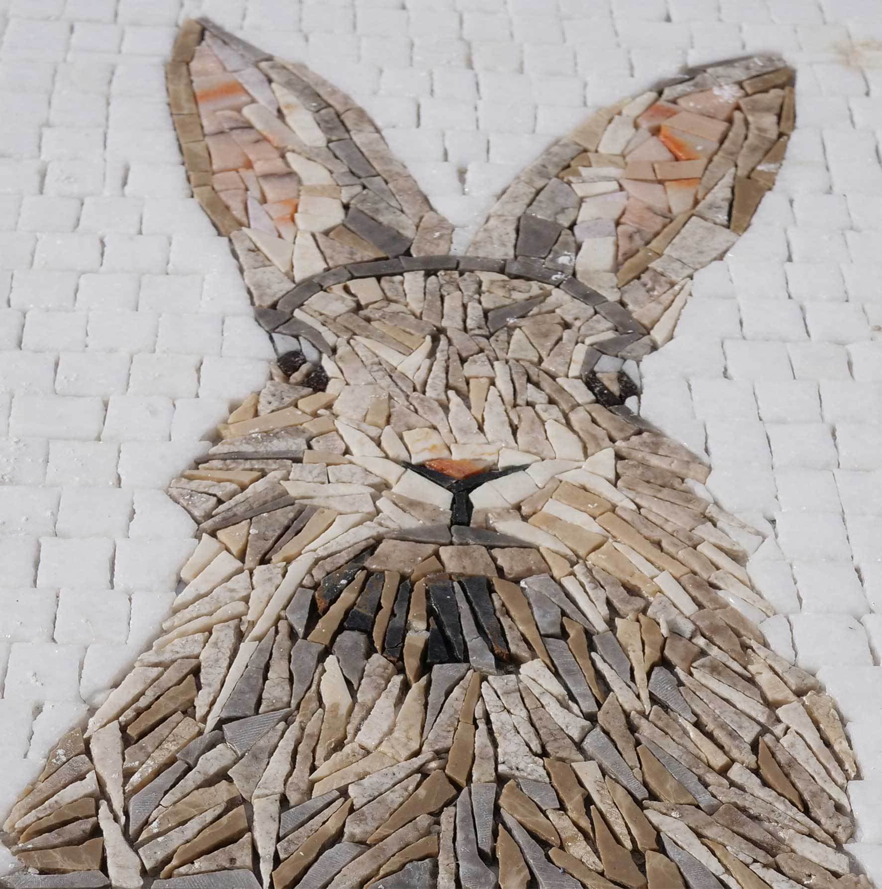 Geometric Bunny - Beach Life Mosaic Art - 20cm x 25cm (8'' x 10'')" - Mesh Backing - Image 2