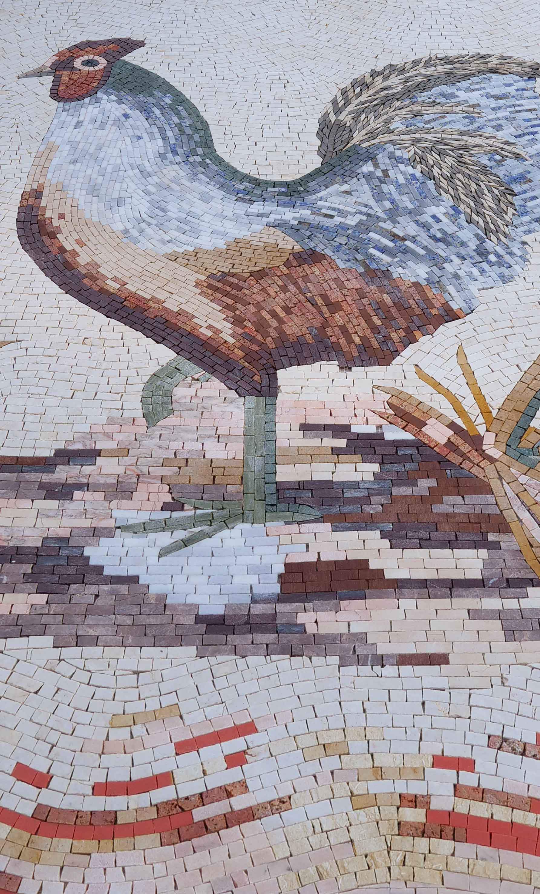 Cockerel Art - Mosaic Wall Decor - 60cm x 130cm (24'' x 20'')" - Mesh Backing - Image 2