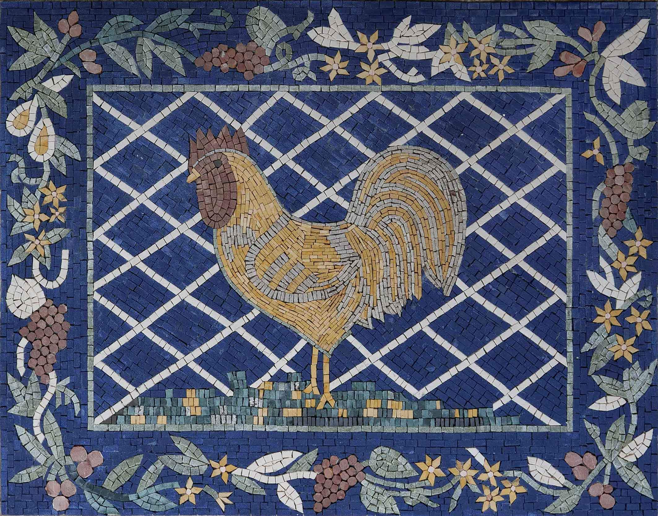 Rooster Motif - Pool Mosaic Designs Art - Mesh Backing