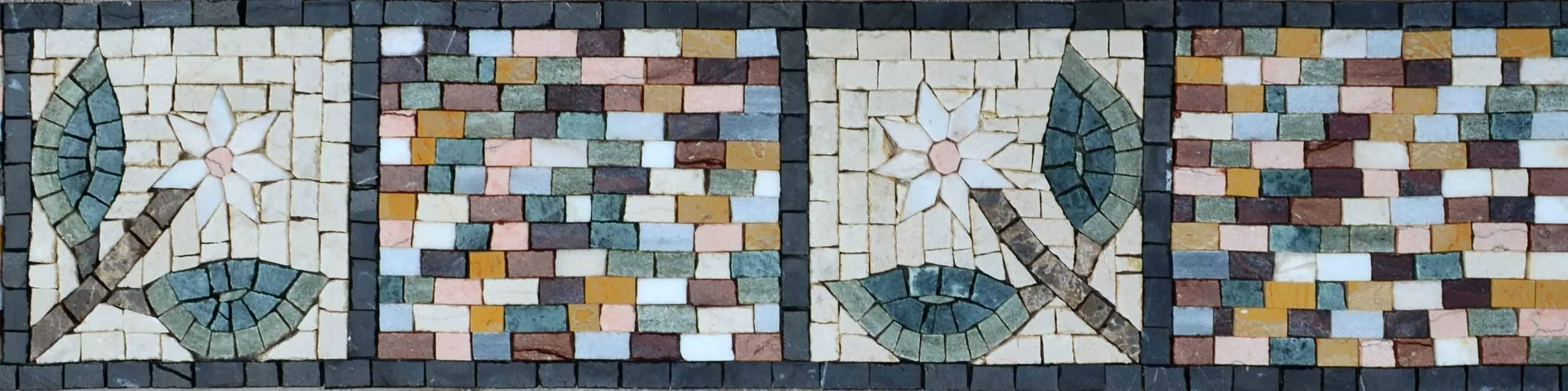 Floral Daisies Border - Backsplash Mosaic Tile Designs Abstract Artwork - Mesh Backing