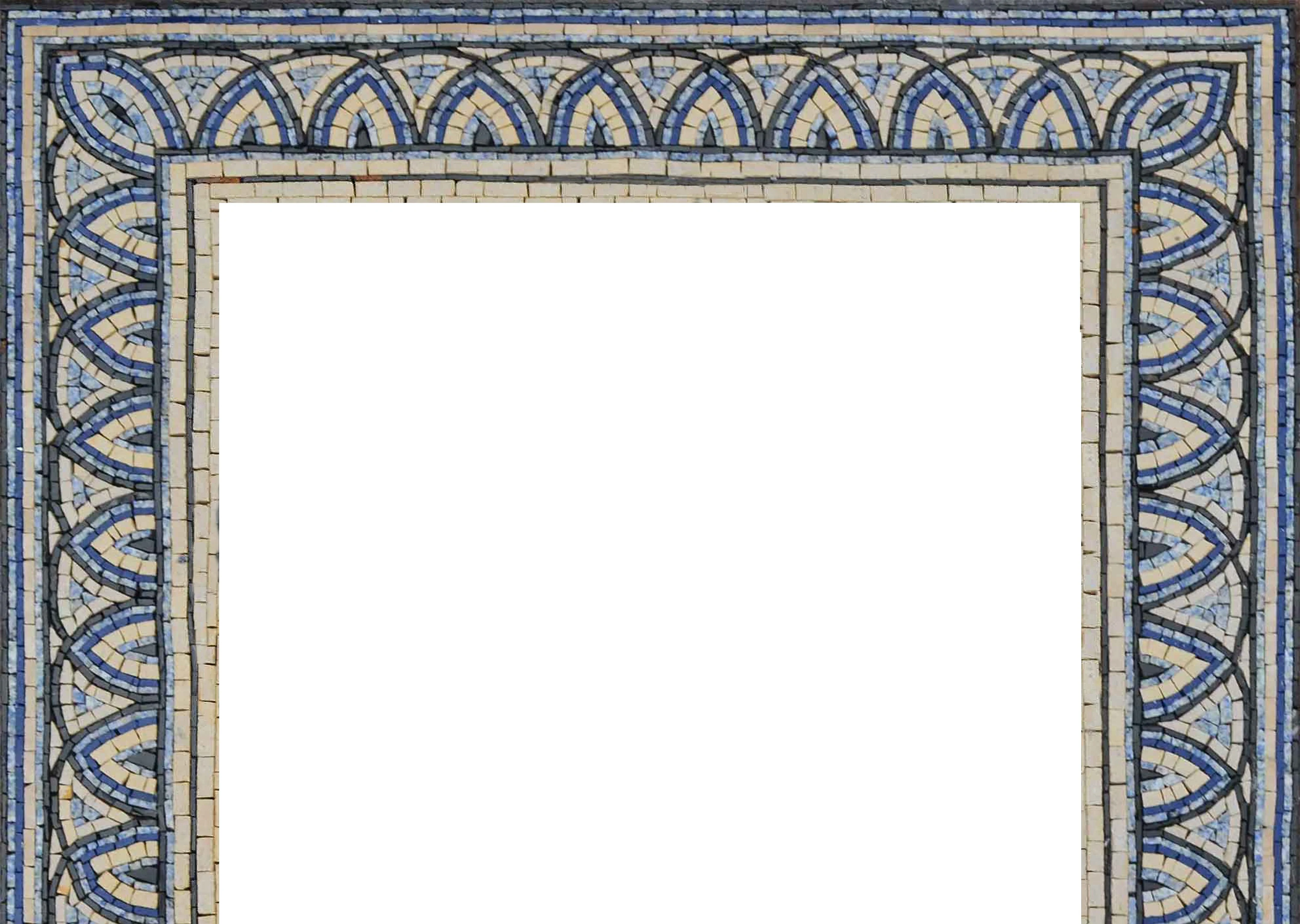 Geometric Border - Marble Mermaid Mosaic Fireplace - Mesh Backing - Image 3