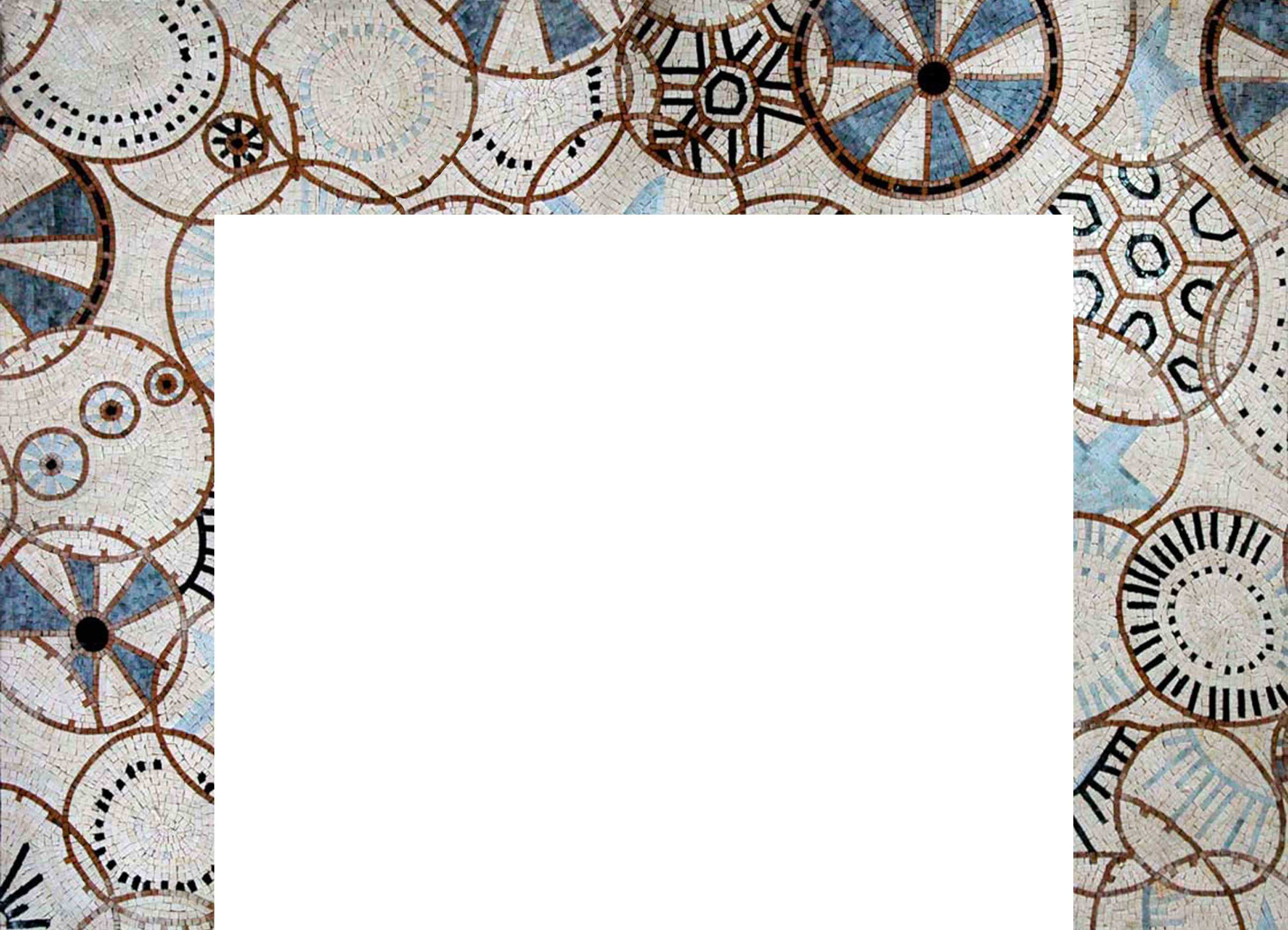 Circular Motif Fireplace - Mosaic Geometric Tile - Mesh Backing - Image 3