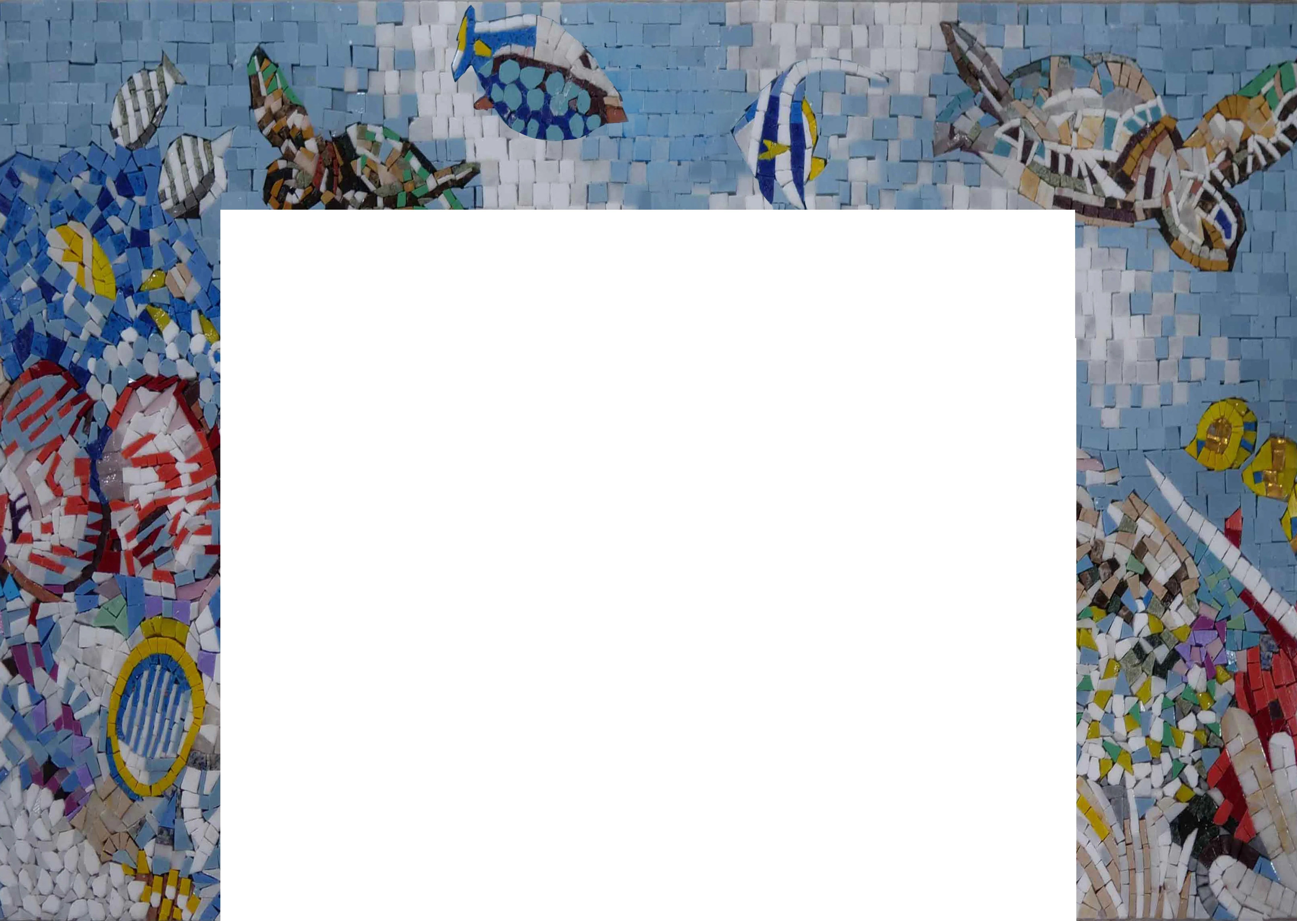 Marine Life Pattern - Mosaic Border Tile Fireplace - Mesh Backing - Image 3