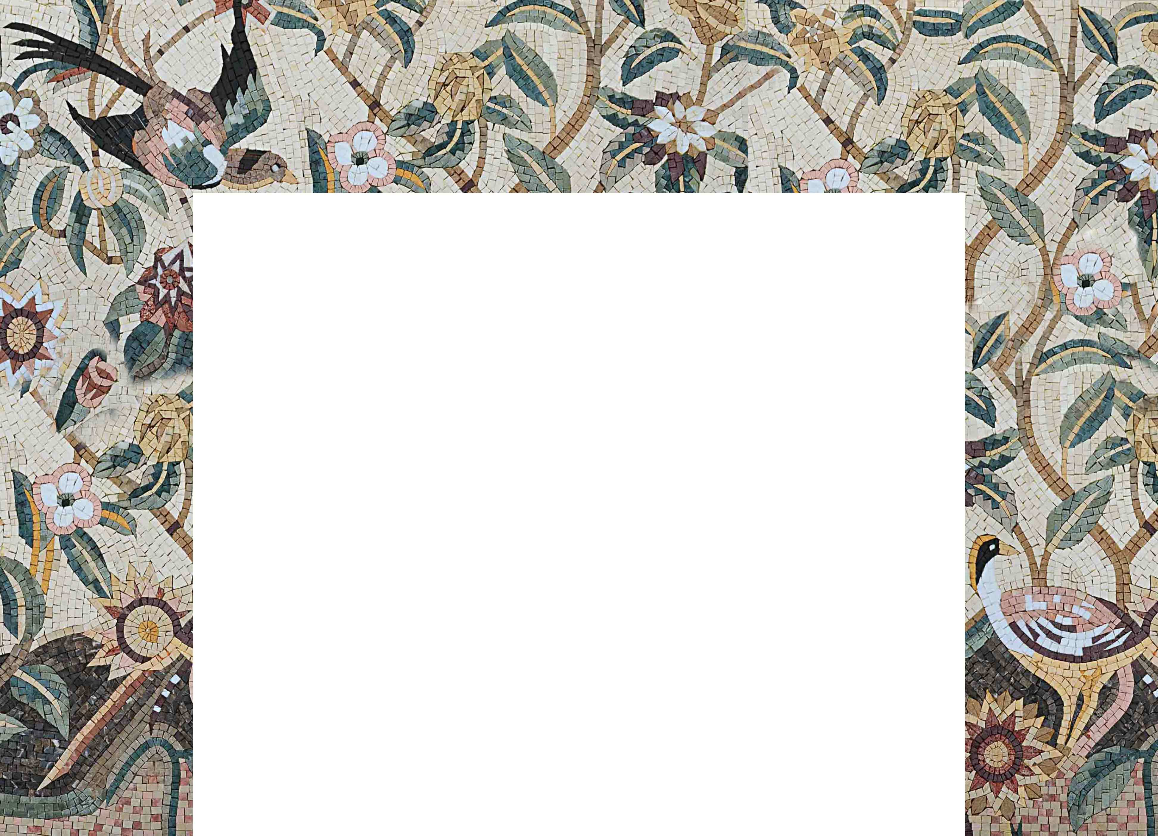 Floral Vine Motif - Design Mosaic Tile Fireplace - Mesh Backing - Image 3