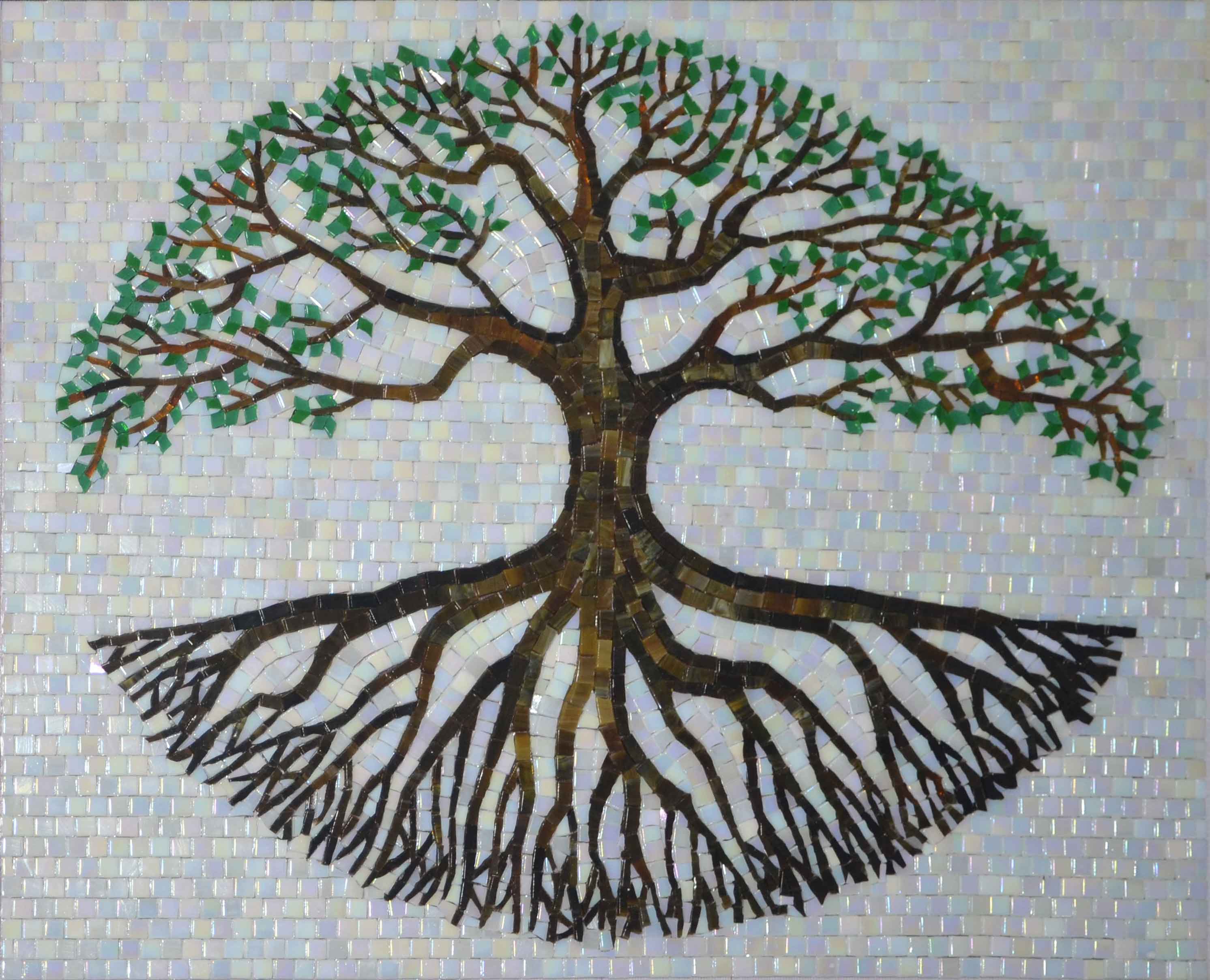 Tree Life - Glass Floor Mosaic Mural - Mesh Backing