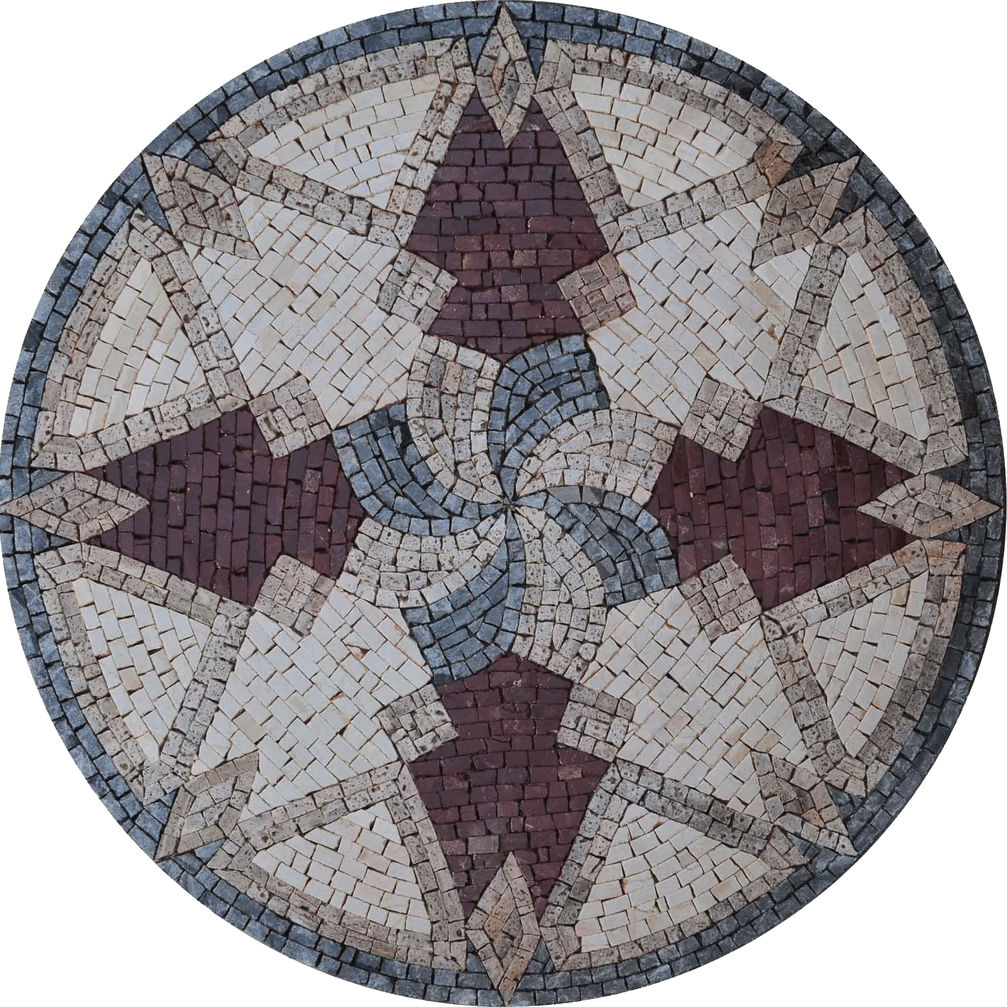 Geometric Starburst - Marble Bathroom Mosaic Art Medallion - Mesh Backing