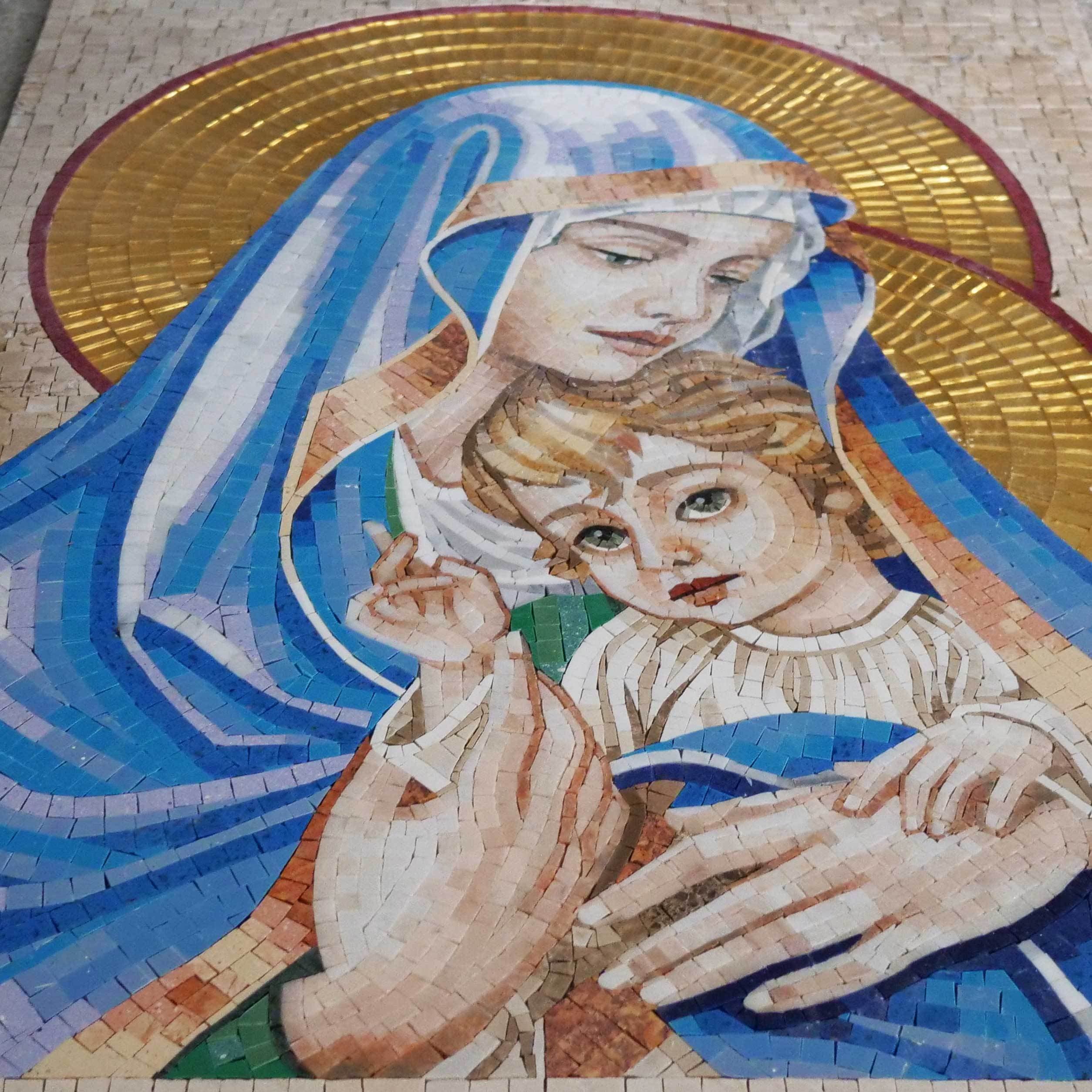 Madonna And Child - Glass Shower Niche Mosaic Religious Art - 60cm x 80cm (24'' x 32'')" - Mesh Backing - Image 2