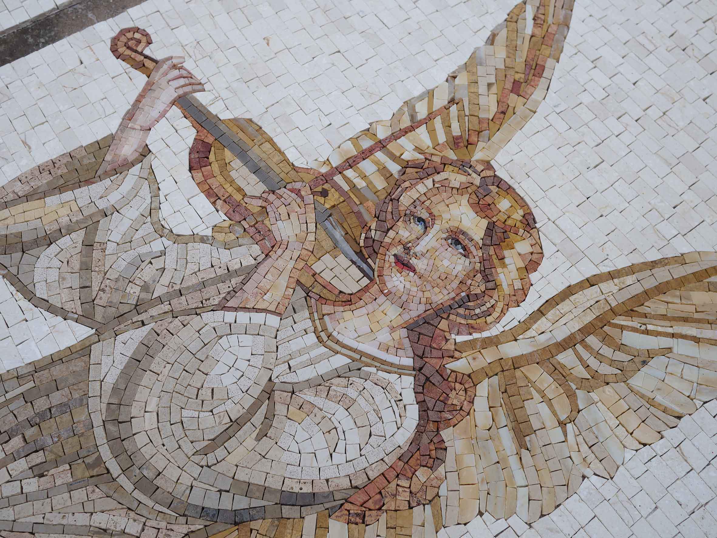 Angel Playing Violin - Marble Home Renovation Mosaic Art - 60cm x 180cm (24'' x 72'')" - Mesh Backing - Image 2