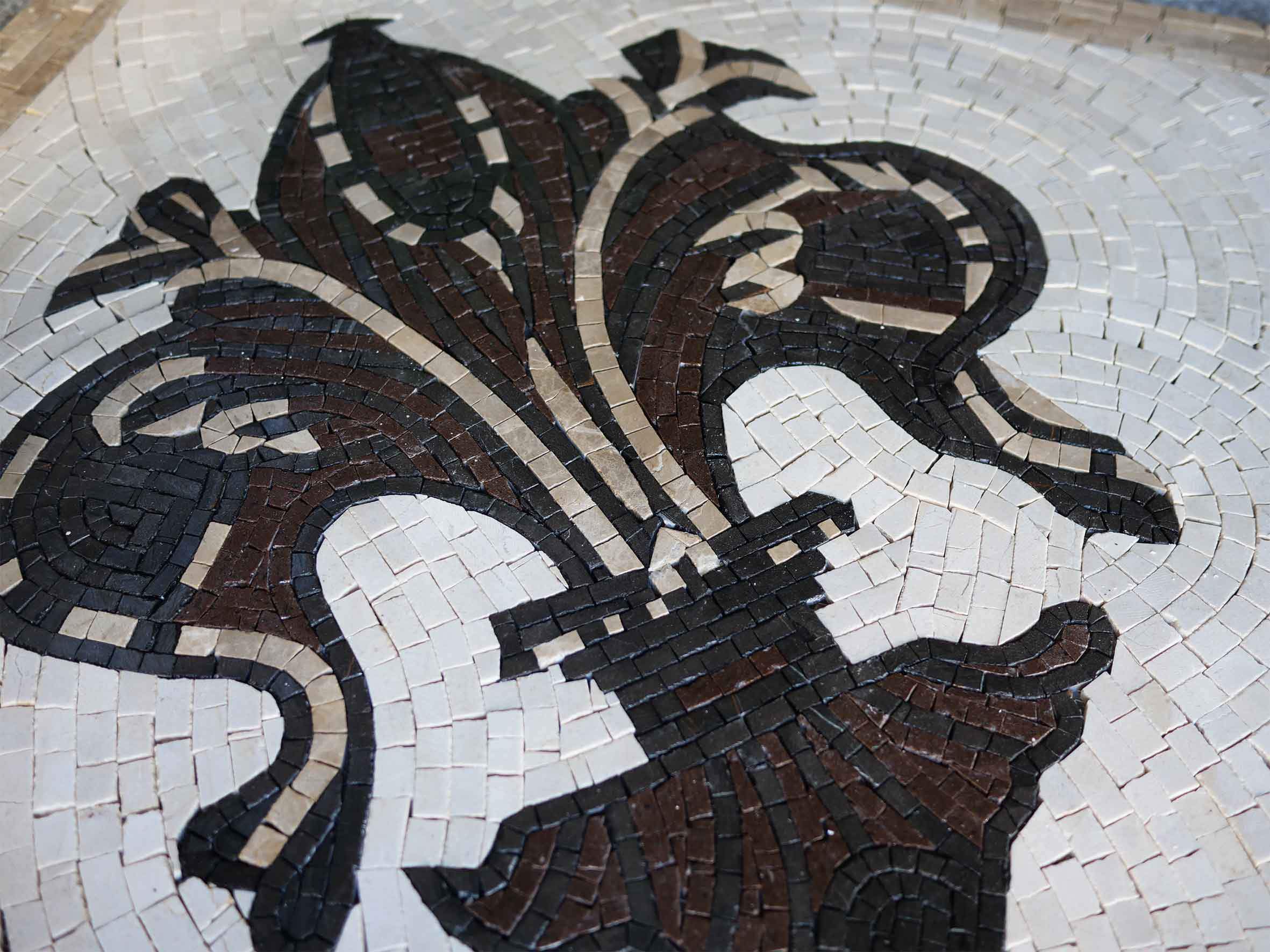 Fleur Lys Motif - Mosaic Wall Murals Earth Tones Art - Mesh Backing - Image 2