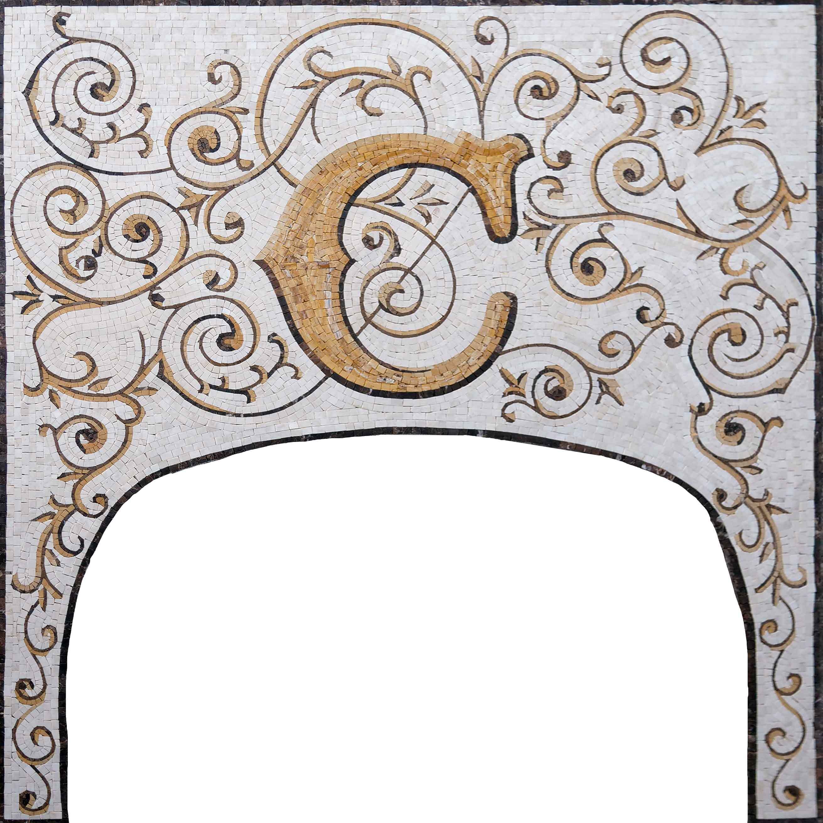 Custom Mosaic Pizza Oven Arch – Handmade Monogram Tile Art for Rustic Kitchens - Image 2