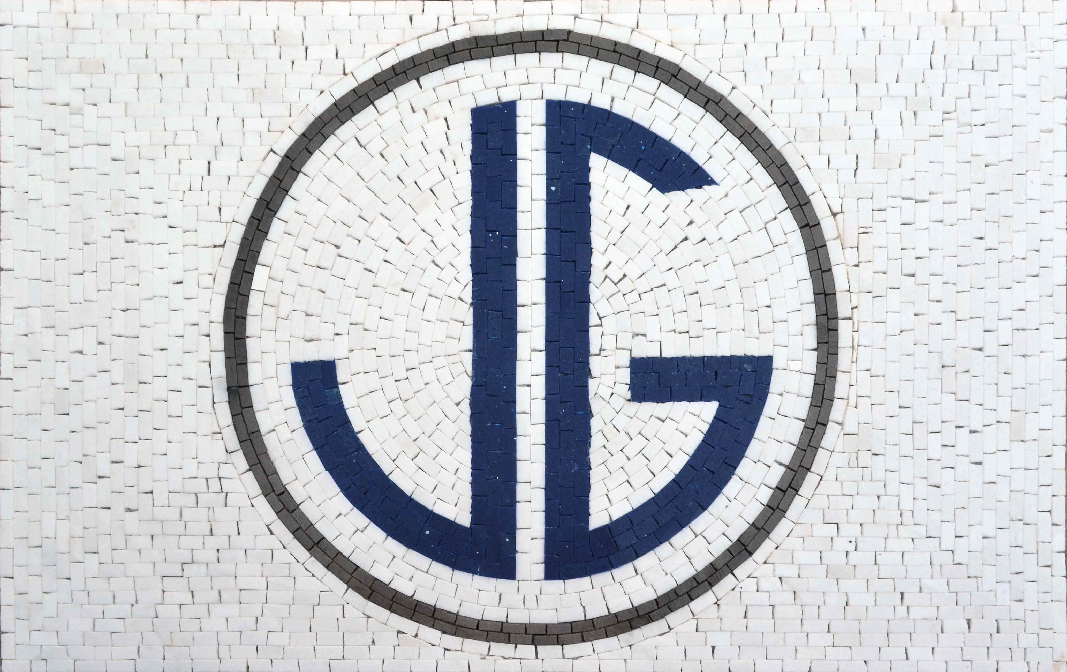 Initial Circle Design - Marble Pool Mosaic Designs Logo - Mesh Backing