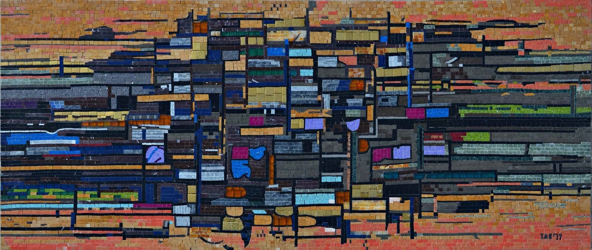 Abstract Rectangular Blocks - Mosaic Wall Decor Artwork - Mesh Backing