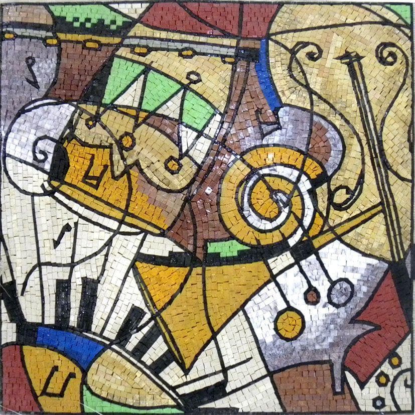 Musical Instruments Abstract - Tile Patterns Mosaic Modern Art Luxury Handcrafted - Mesh Backing