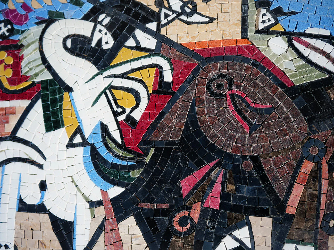 Bullfight Scene - Mosaic Mural Maestro Tribute - Mesh Backing - Image 2