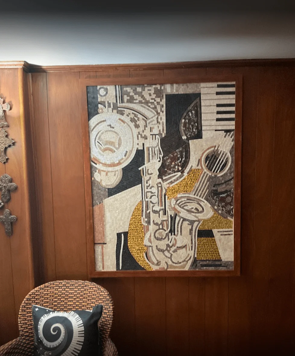 Musical Instrument - Glass Floral Mosaic Tile - Mesh Backing - Image 3