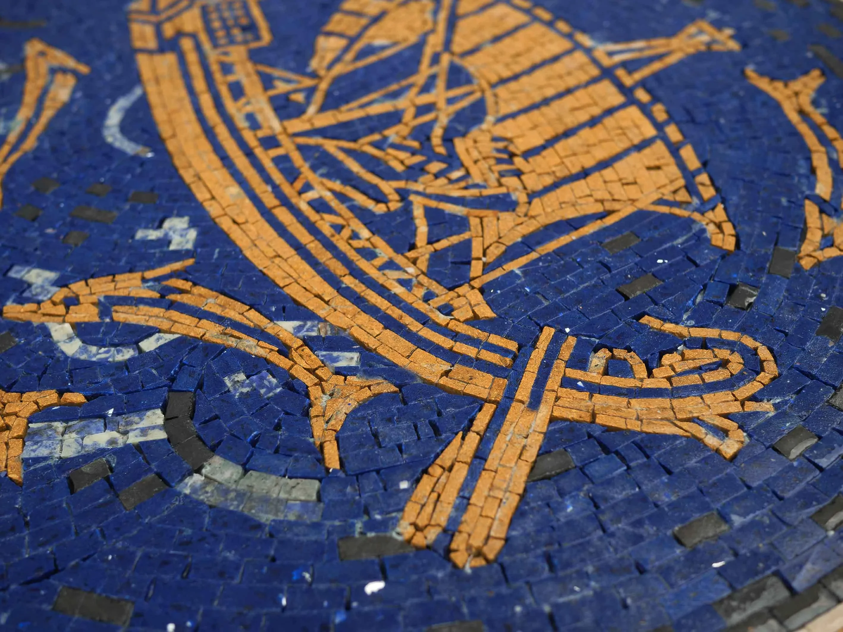 Sailing Vessel Motif - Marble Klimt Mosaic Tiles Ancient - Mesh Backing - Image 2