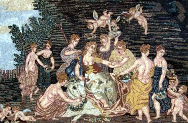 Angels Scene - Marble Mosaic - Mesh Backing