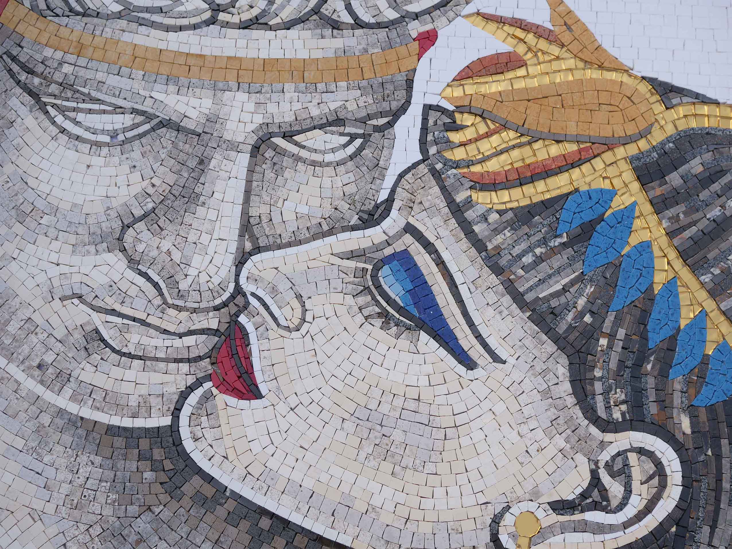 Geometric Couple Embrace - Mosaic Marble Portrait - Mesh Backing - Image 2