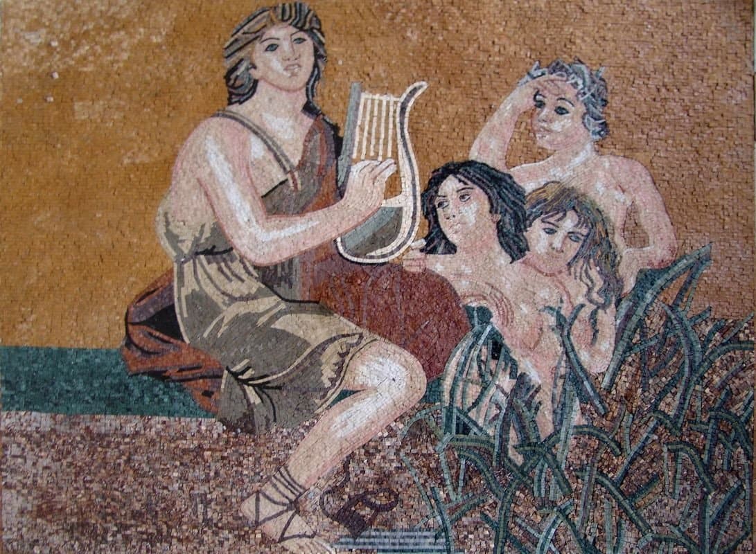 Apollon Stone Olympian God - Ancient Mosaic Prophecy - Mesh Backing