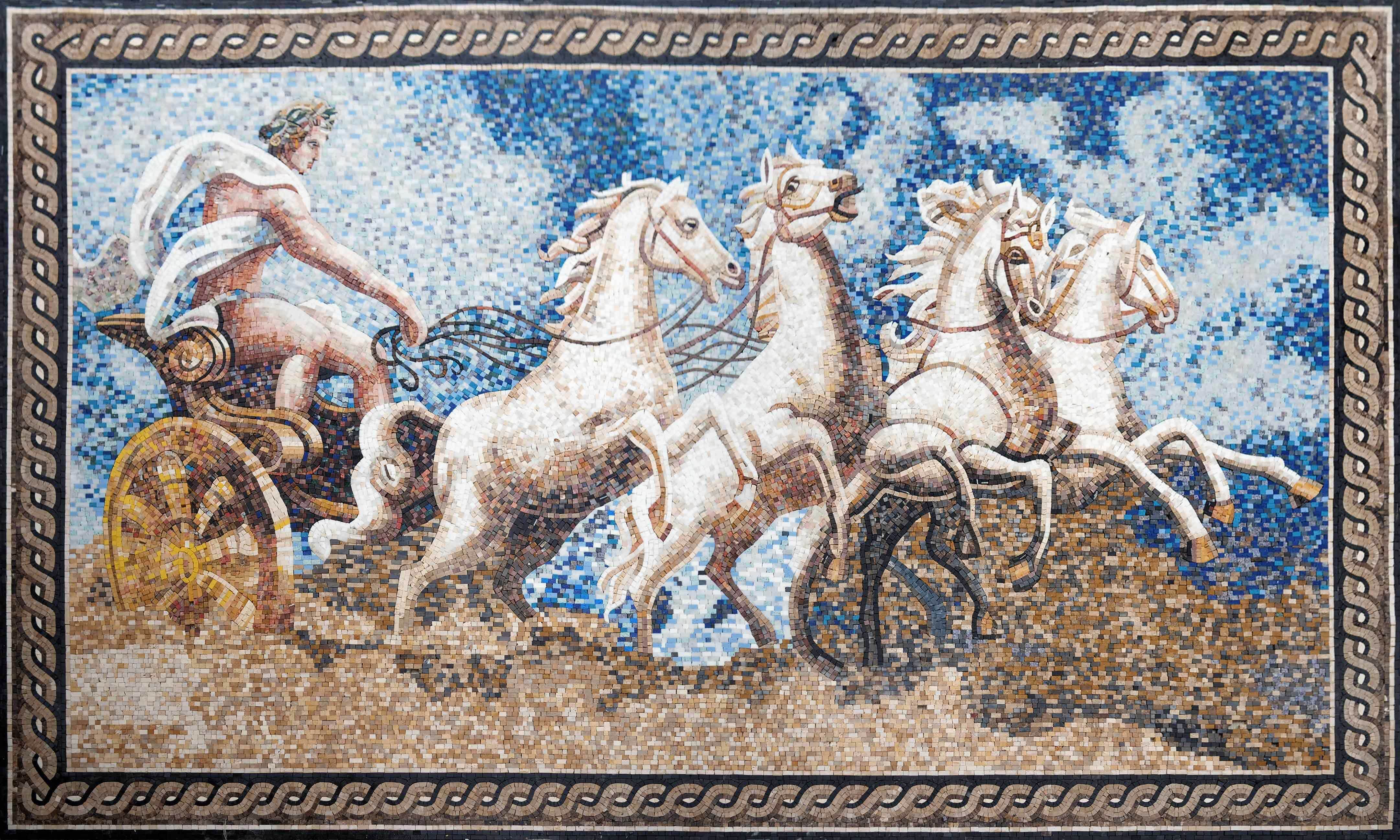 Apollo Chariot - Mosaic Roman God The Sun - Mesh Backing
