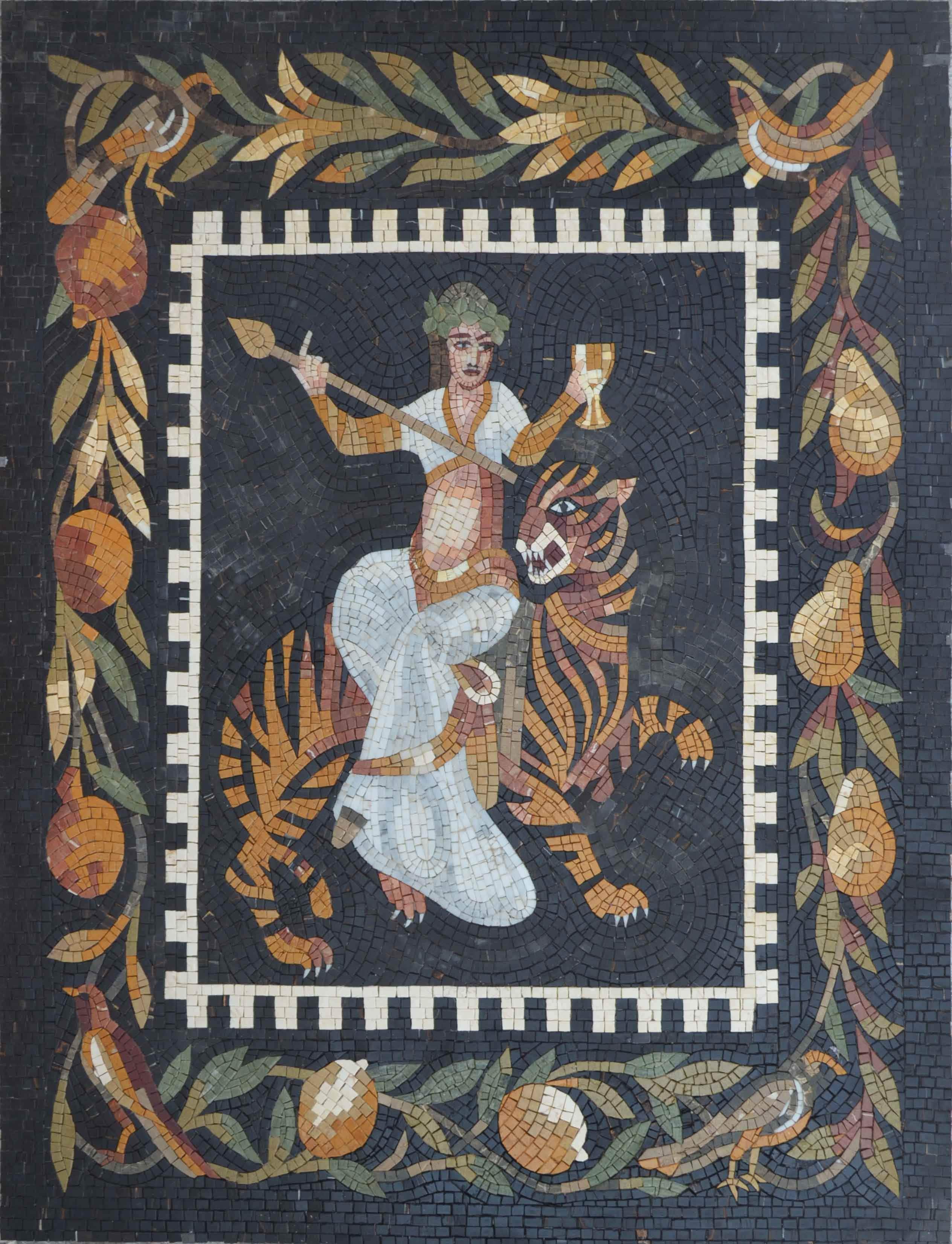 Figure Tiger - Marble Mosaic Pathways Art - Mesh Backing