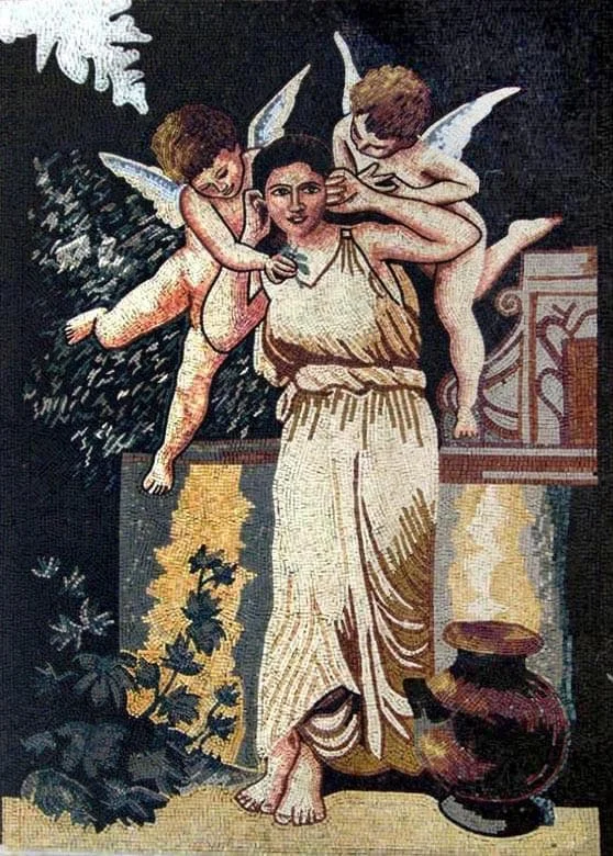 Angels Woman Figure - Marble Mosaic Custom - Mesh Backing