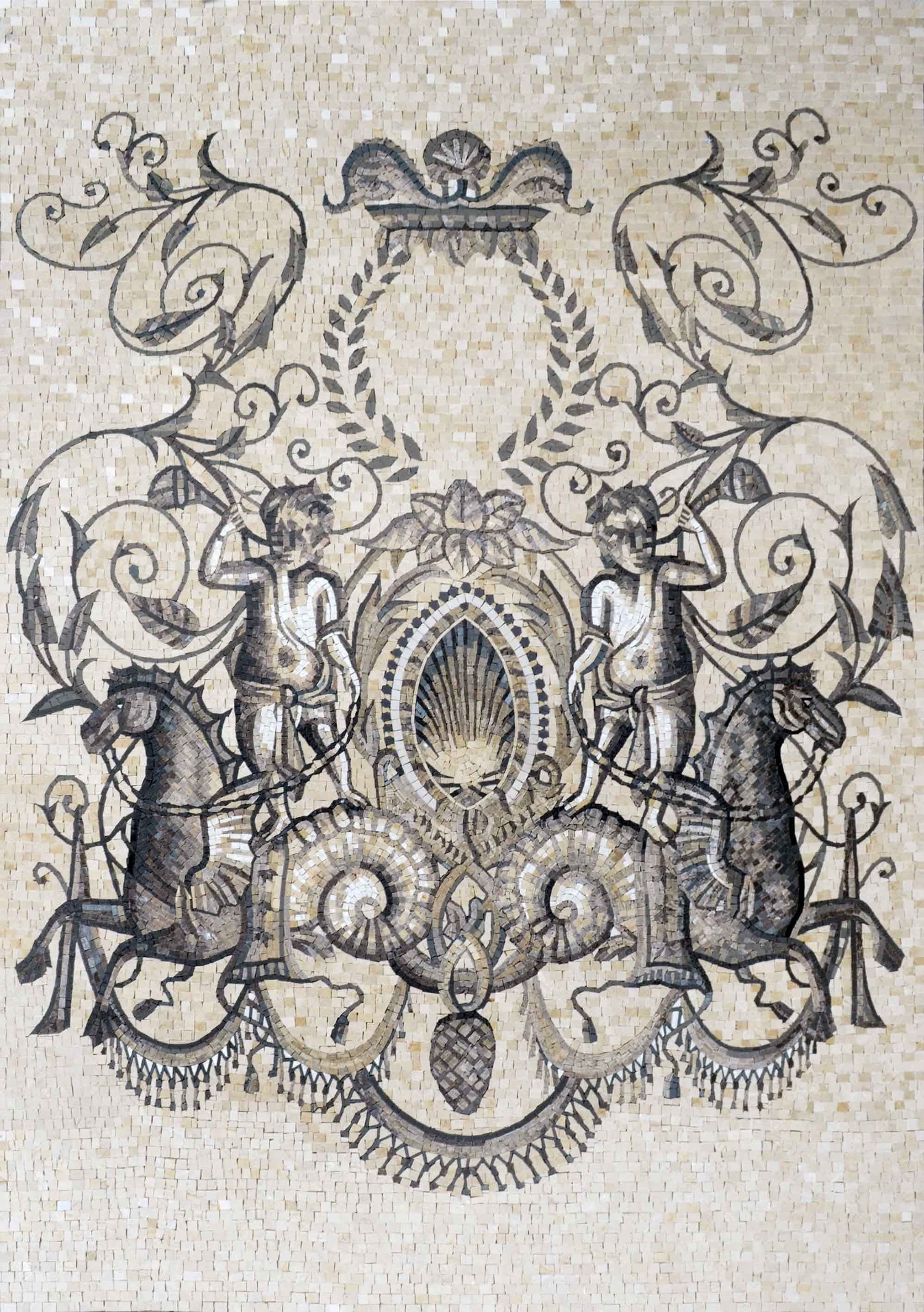 Msa Cherubs Horses - Mosaic Patterns Designs - Mesh Backing