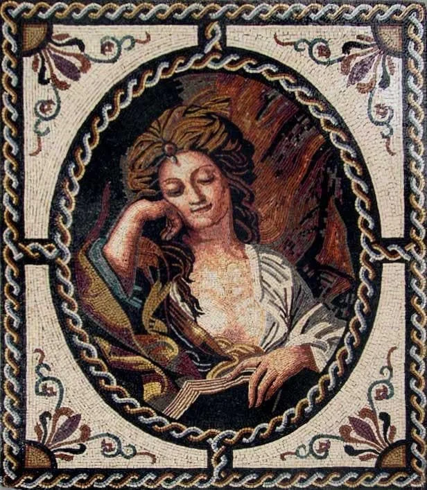 Musing Grand Lady - Marble Mosaic Mural - Mesh Backing