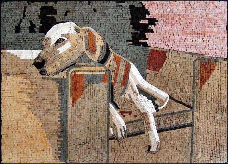 Enthroned Labrador - Marble Mosaic Animal Artwork - Mesh Backing