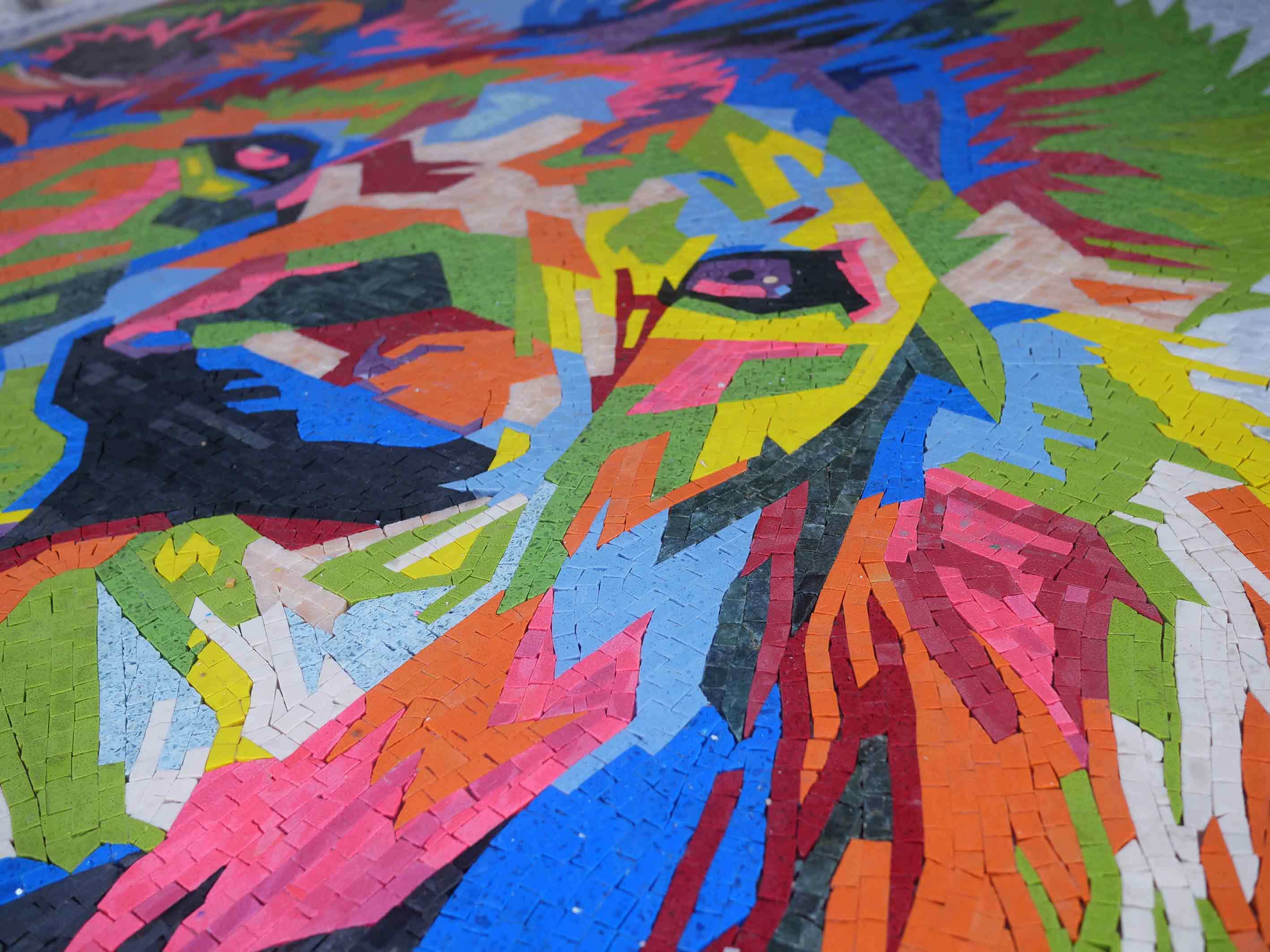 Lion Portrait - Abstract Mosaic - Mesh Backing - Image 2