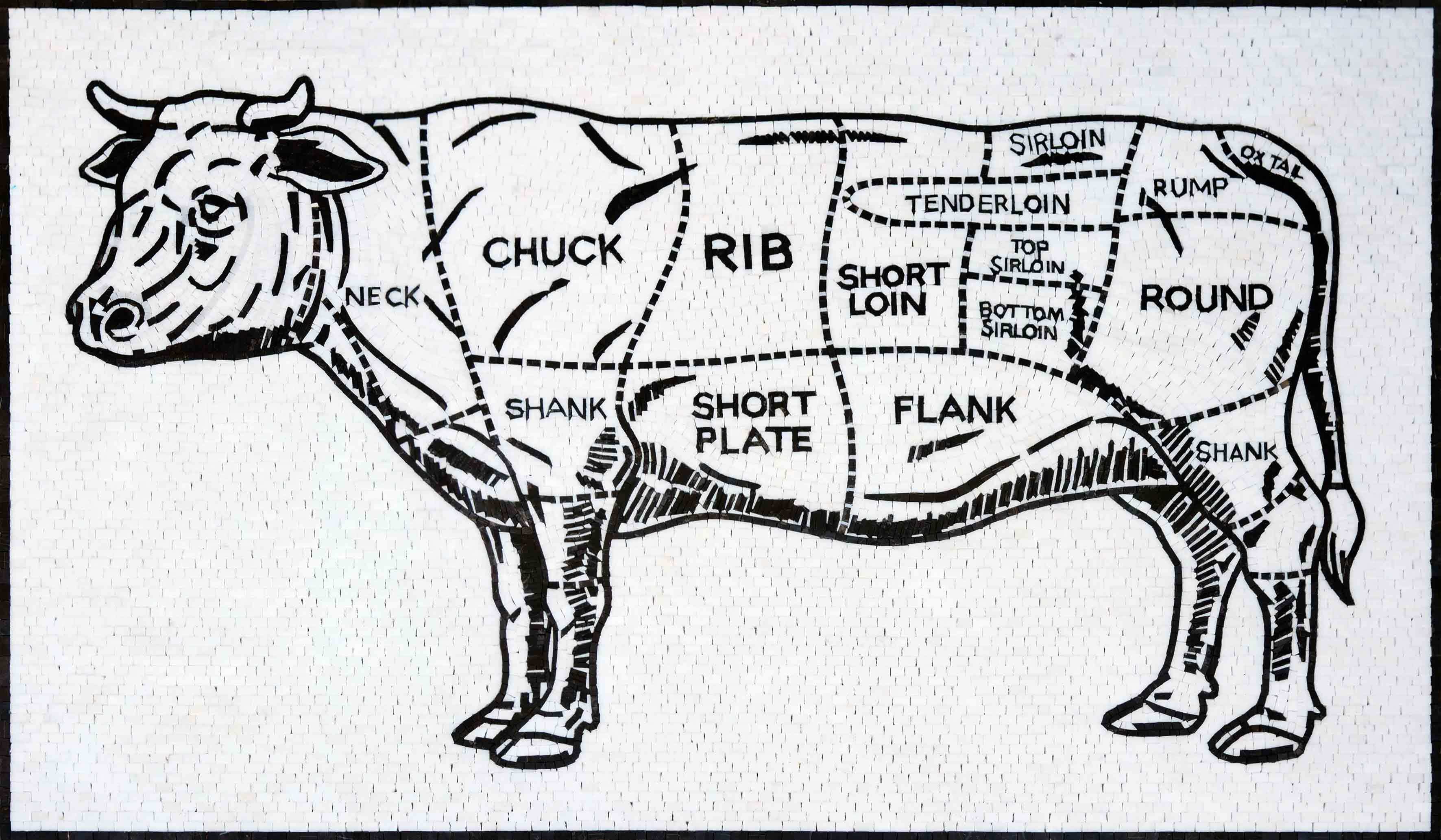 Butcher Guide - Mosaic Tile Artwork The Cut Above Rest - Mesh Backing