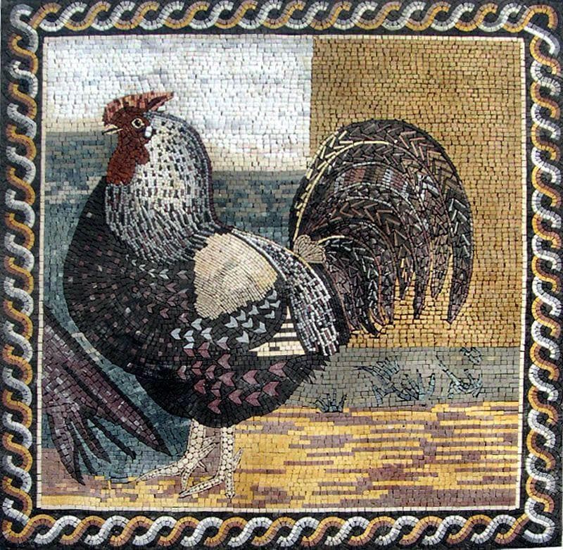 Kitchen Backsplash Royal Rooster - Mosaic Wall Art - Mesh Backing