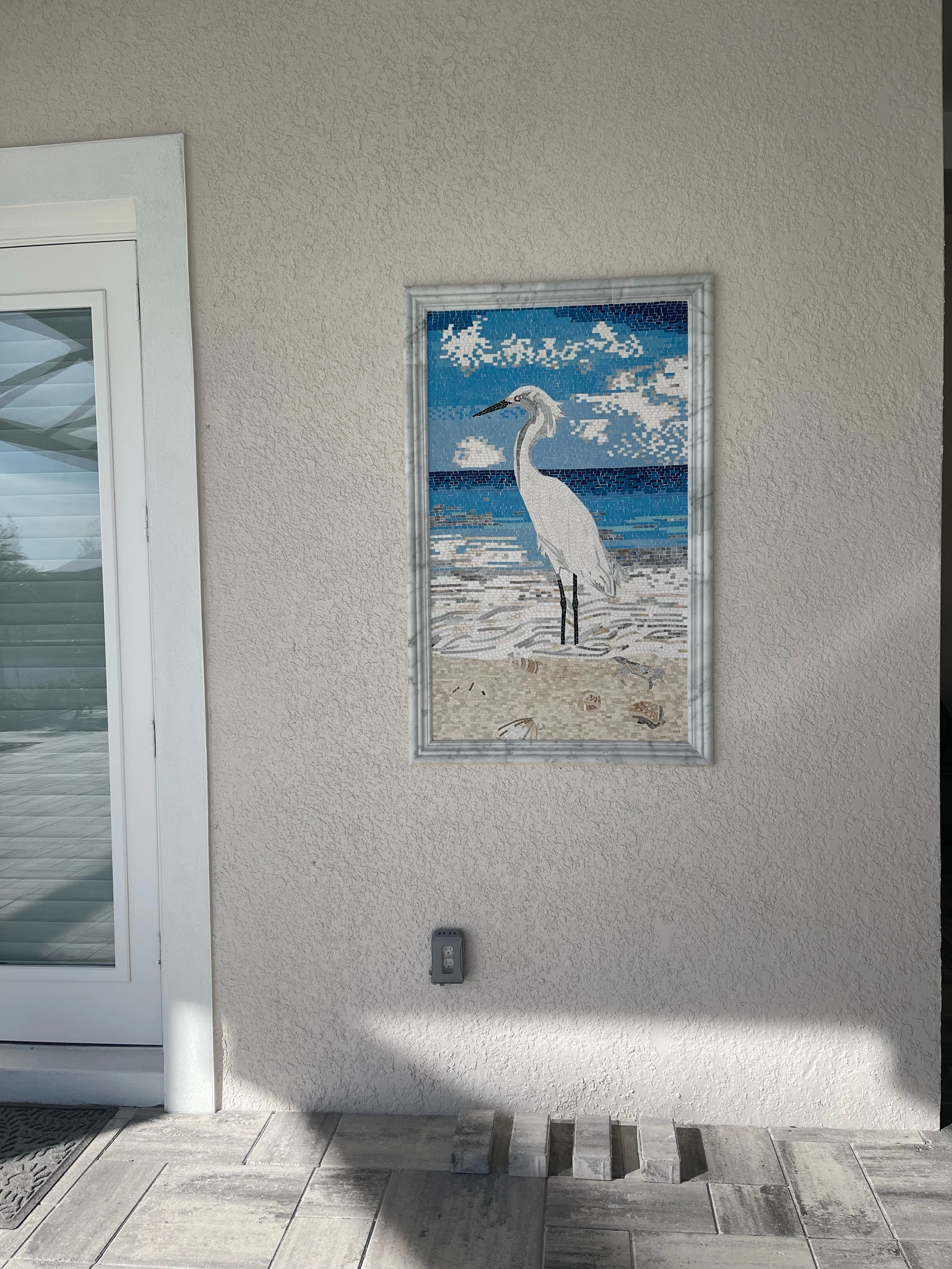 Standing Heron Motif - Marble Home Remodeling Mosaic Wall Art - Mesh Backing - Image 4