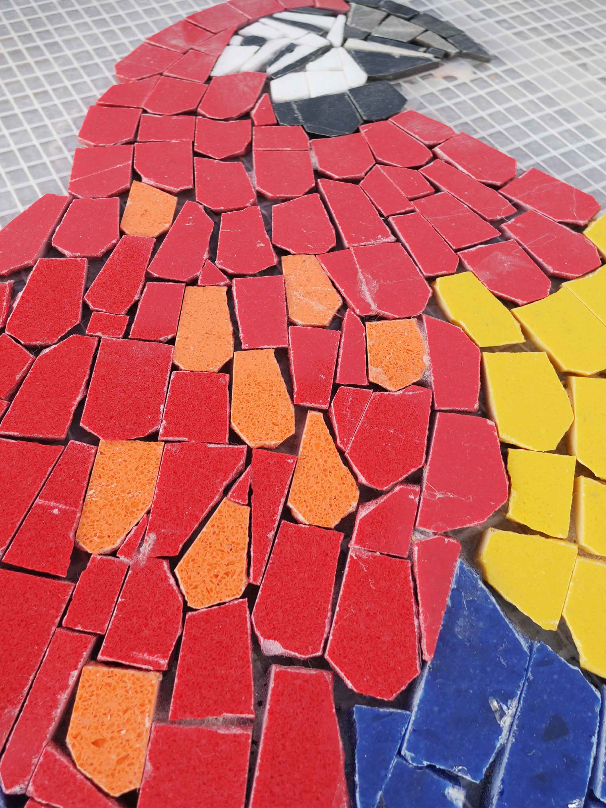 Two Parrots Branch - Byzantine Mosaic Wall Art - Mesh Backing - Image 3