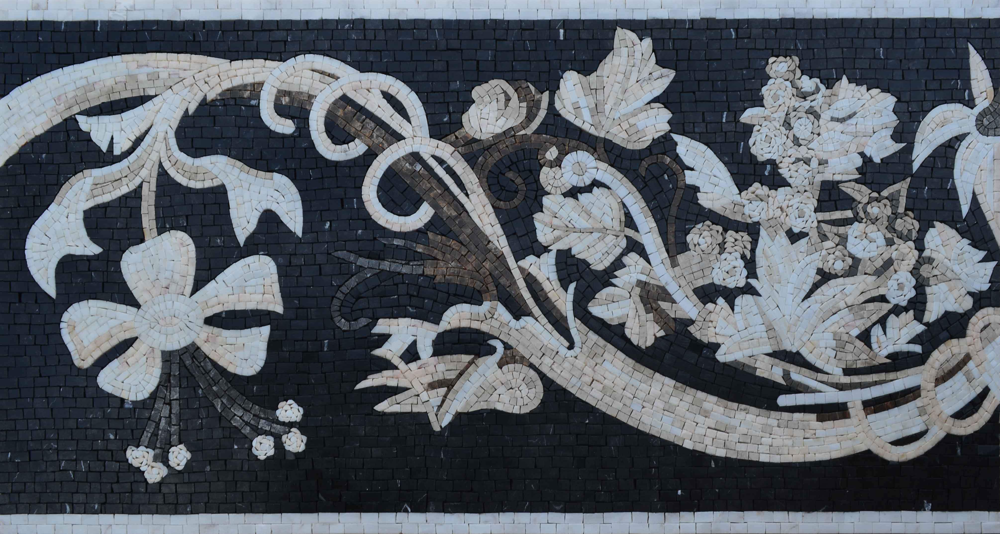 Floral Vine Arrangement - Ancient Mosaic Handmade Artwork - Mesh Backing