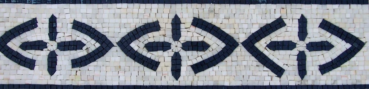Geometric Arrow Motif - Marble Mosaic Border Cor Abstract Flowers - Mesh Backing