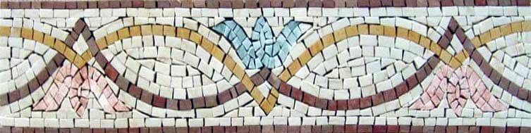 Exquisite Lily Flowers - Marble Mosaic Border Floral Art Tile - Mesh Backing