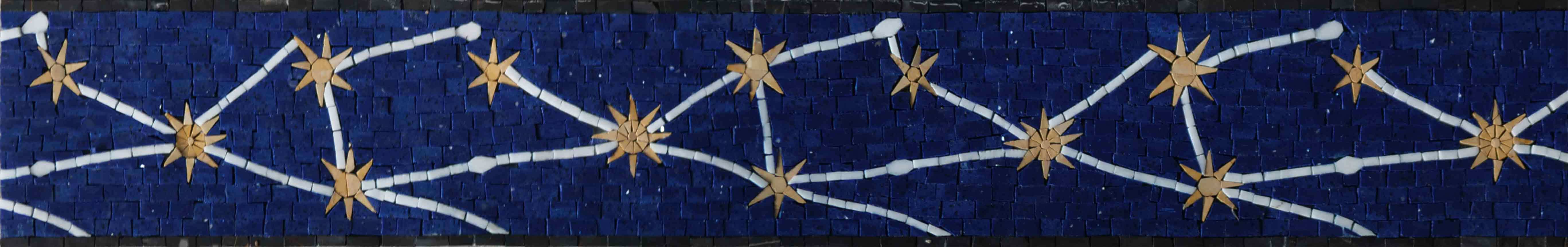 Geometric Star Pattern - Marble Sea Turtle Mosaic Border - Mesh Backing