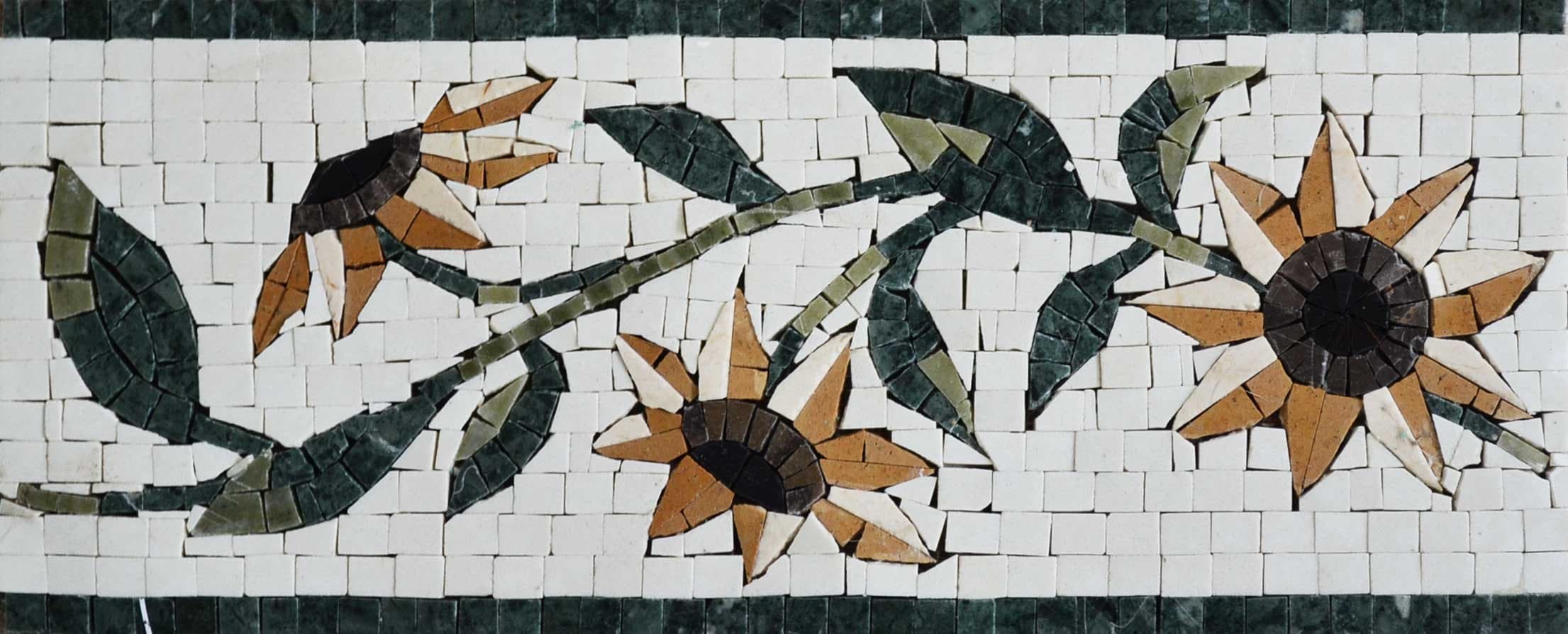 Floral Artist - Marble Mosaic Sunflower Garden Border - Mesh Backing