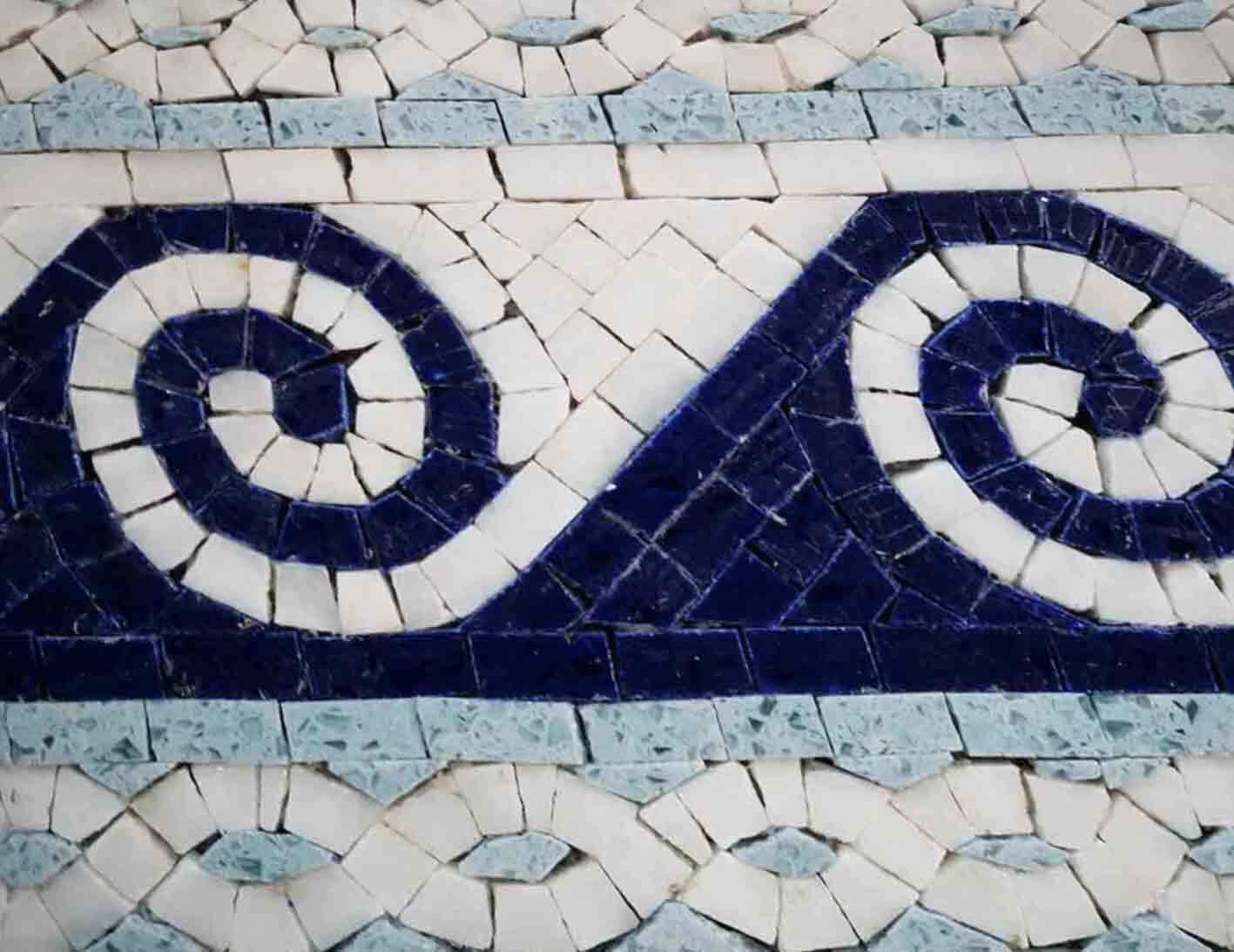 Swirling Wave Pattern - Mosaic Wall Murals Border Luxury Handcrafted Natural Stone - Mesh Backing - Image 2