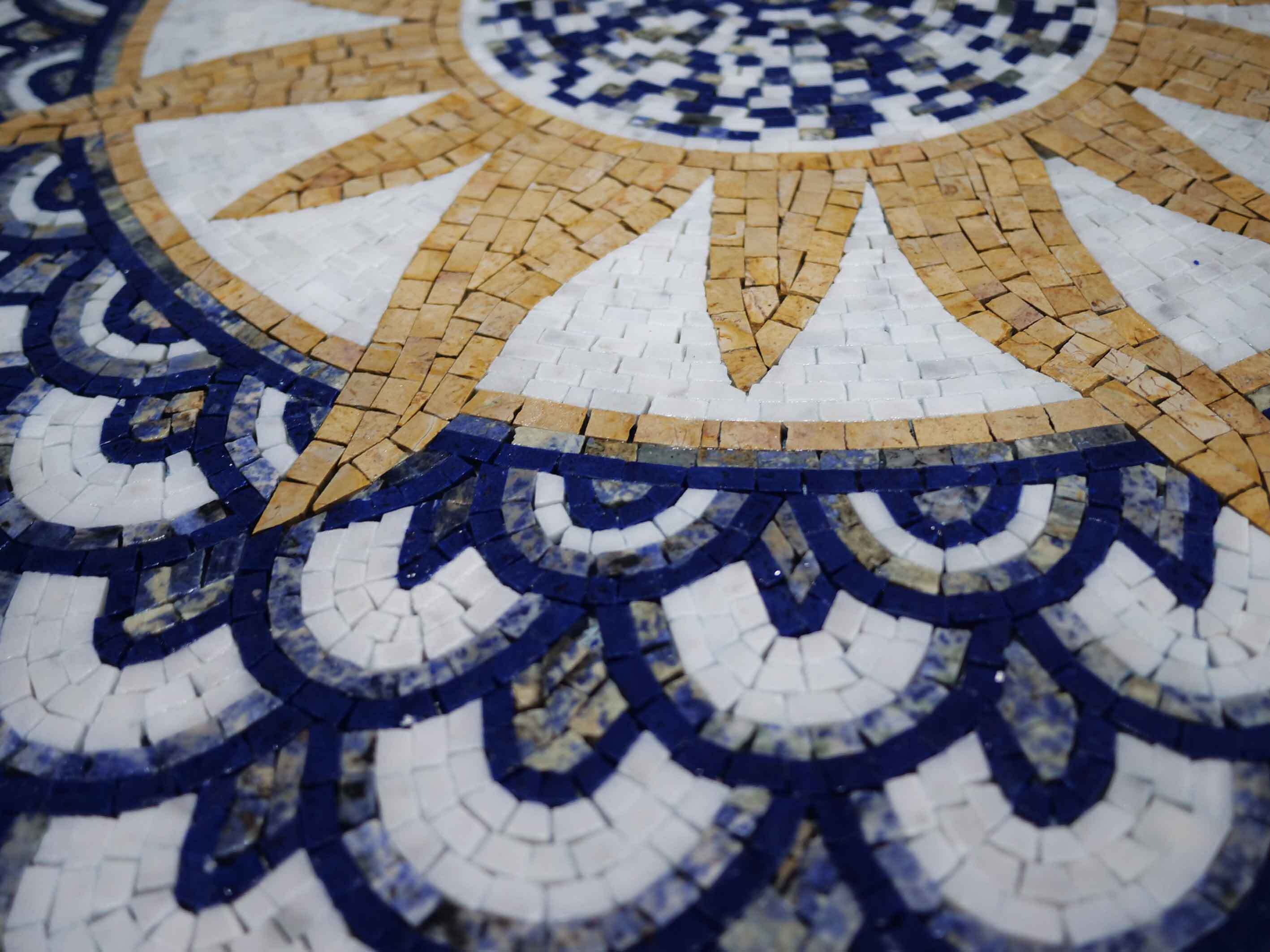 Sunburst Floral Pattern - Mosaic Tabletops Wall Art - Mesh Backing - Image 2