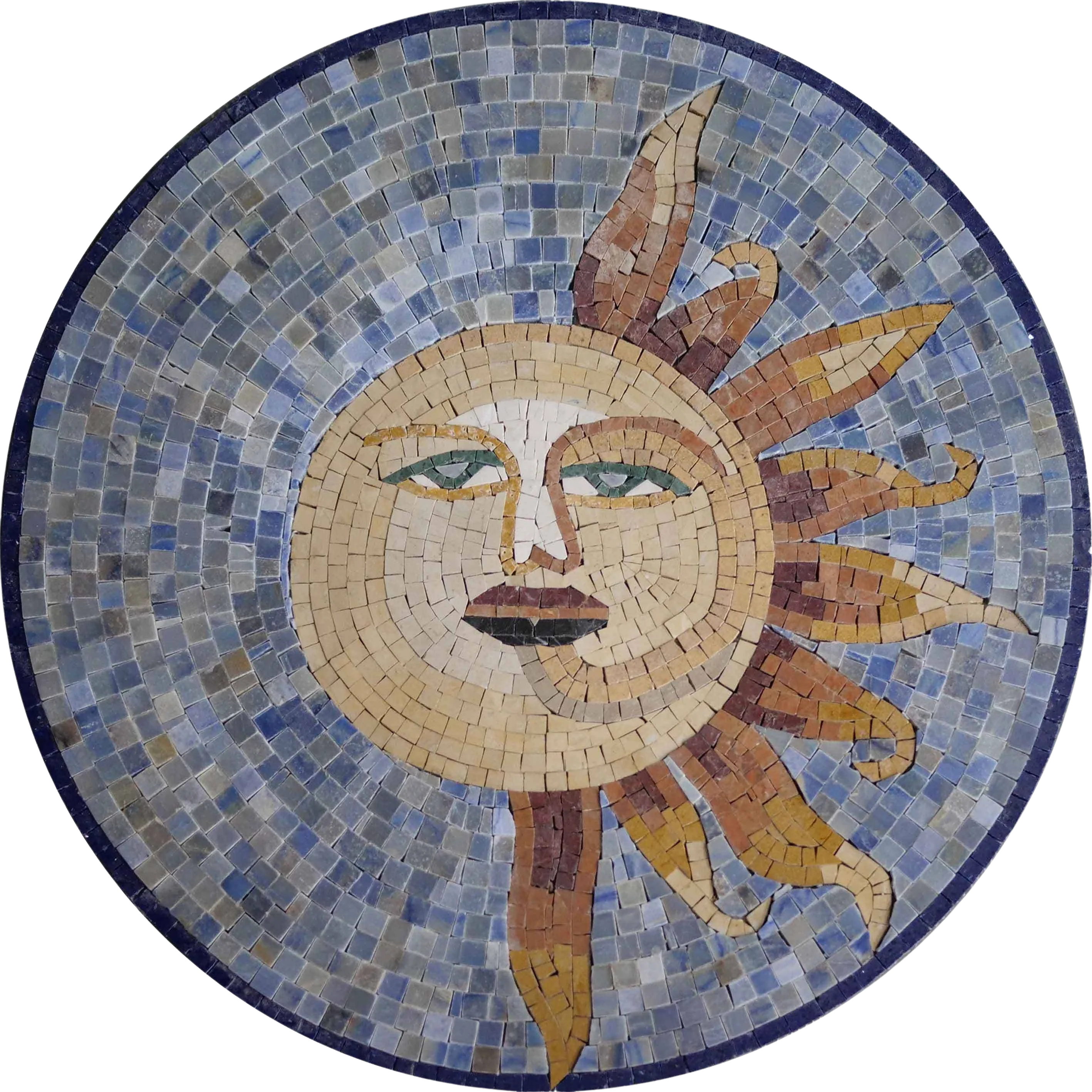 Rising Sun Mosaic Medallion | Luxury Handcrafted Natural Stone Art