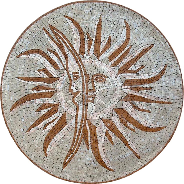 Sun Moon Motif - Seahorse Mosaic Medallion - Mesh Backing