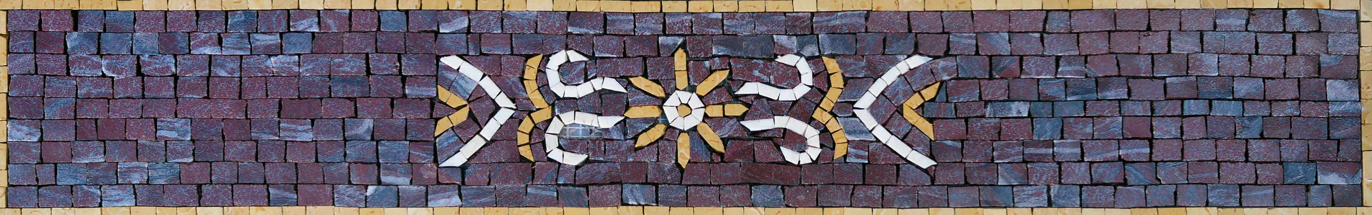 Abstract Pattern Strip - Marble Beach Life Mosaic Maroon Art - Mesh Backing