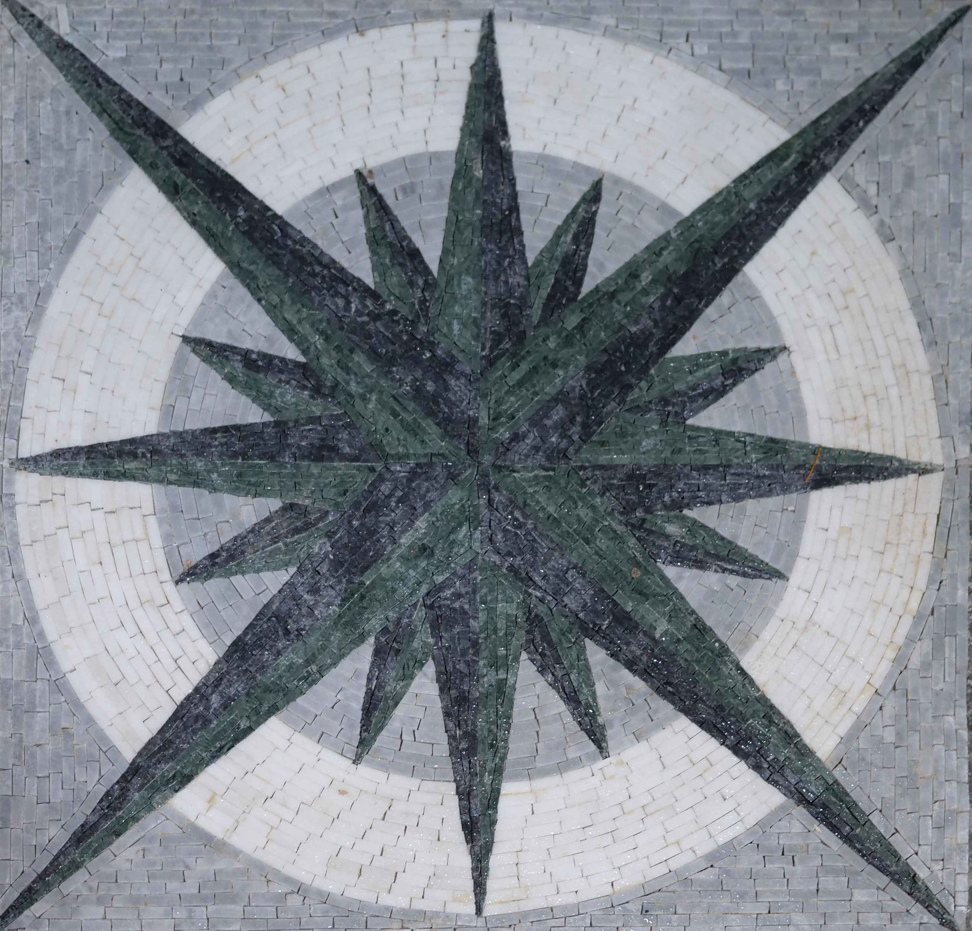 Mgs Star Compass - Mosaic Art For Wall Design - Mesh Backing