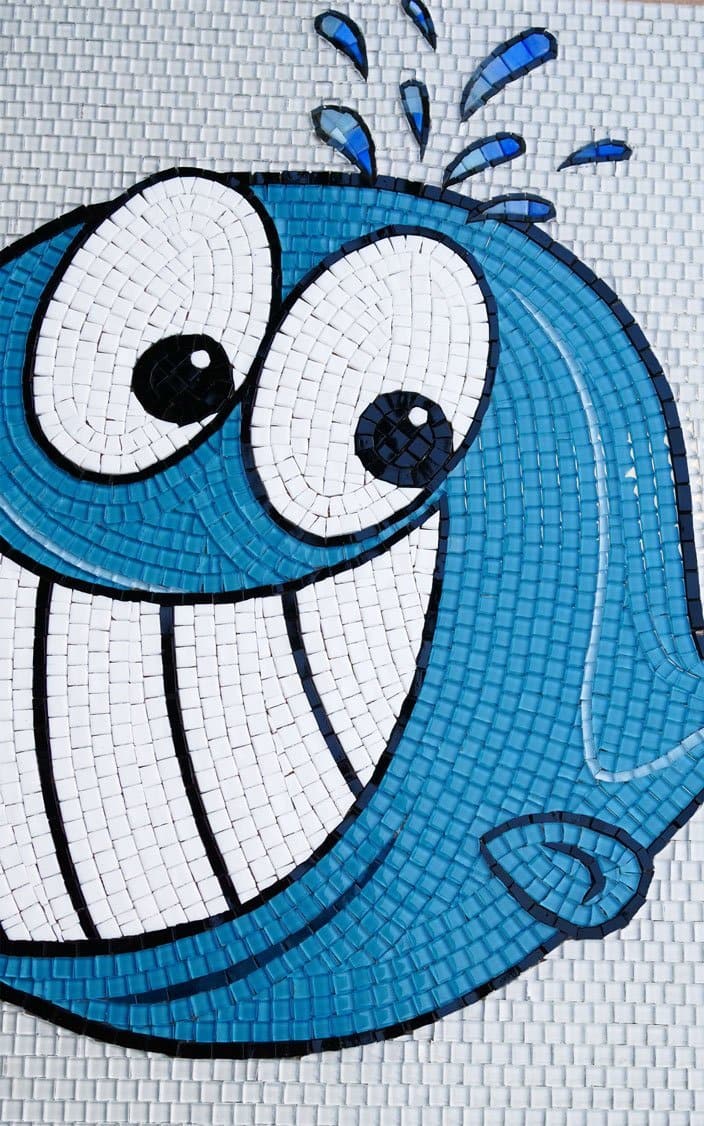 Smiling Whale - Glass Home Remodeling Mosaic Comic - Mesh Backing - Image 2