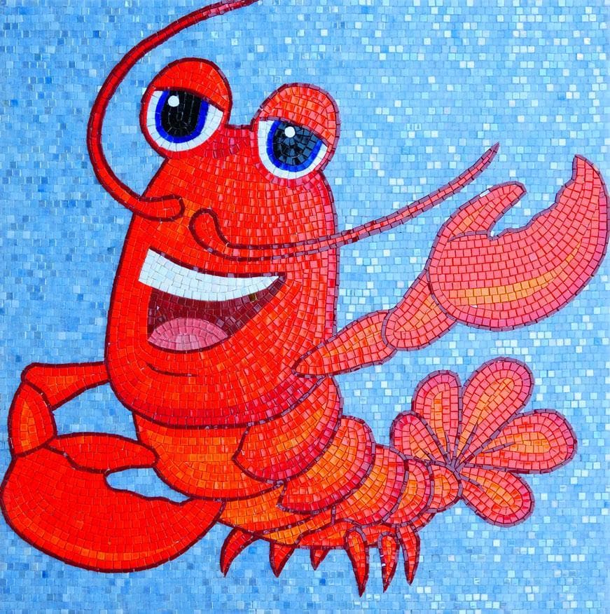 Sebastian The Lobster Comic - Glass Mosaic - Mesh Backing