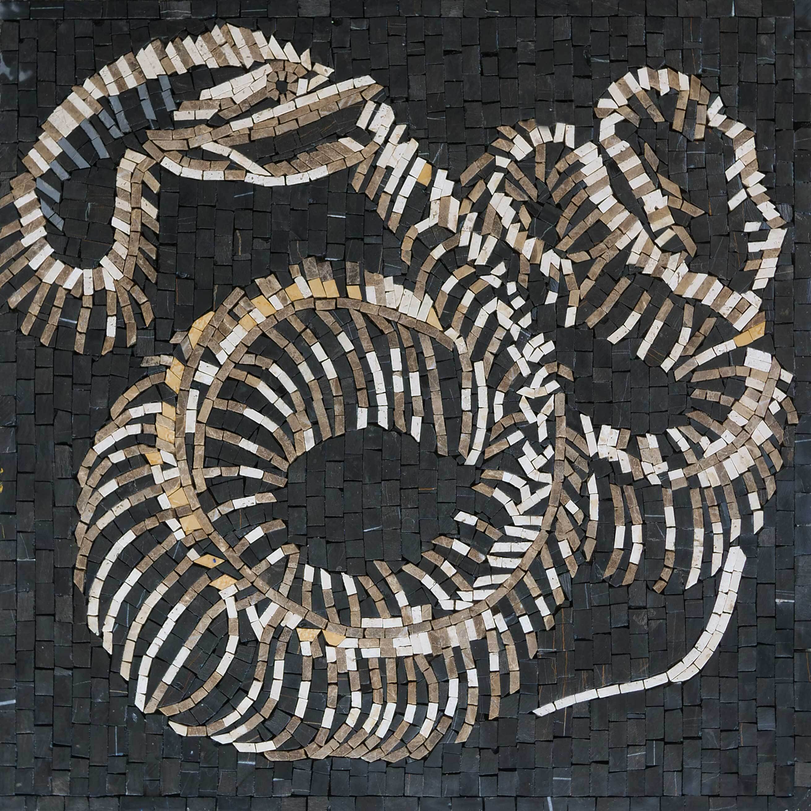Snake Skeleton Motif - Marble Design Mosaic Wall Art - Mesh Backing