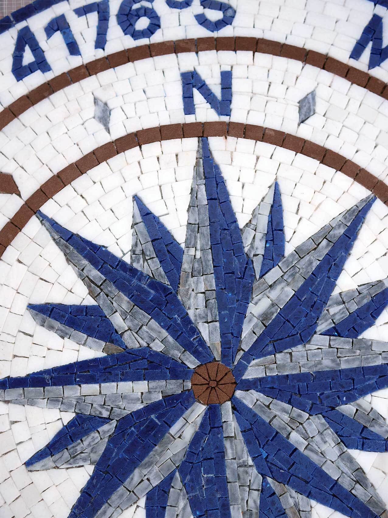 Nautical Compass Rose - How To Hang Mosaic Art Custom Tile Medallion With Coordinates - Mesh Backing - Image 2